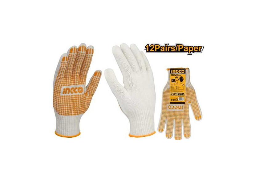 HGVK05 قفازات محبوكة ونقاط انكو PVC - INGCO